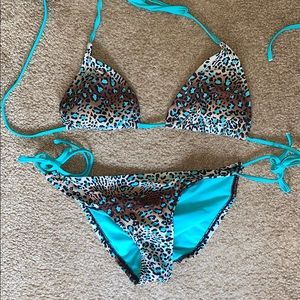 BOGO Cheeky leopard bottom/top  tie bikini